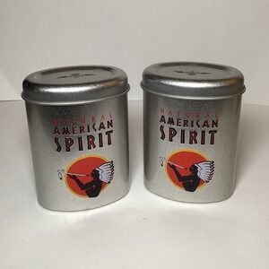 Natural American Spirit Silver Tobacco Tins Set of 2 Santa Fe NM TPNC629
